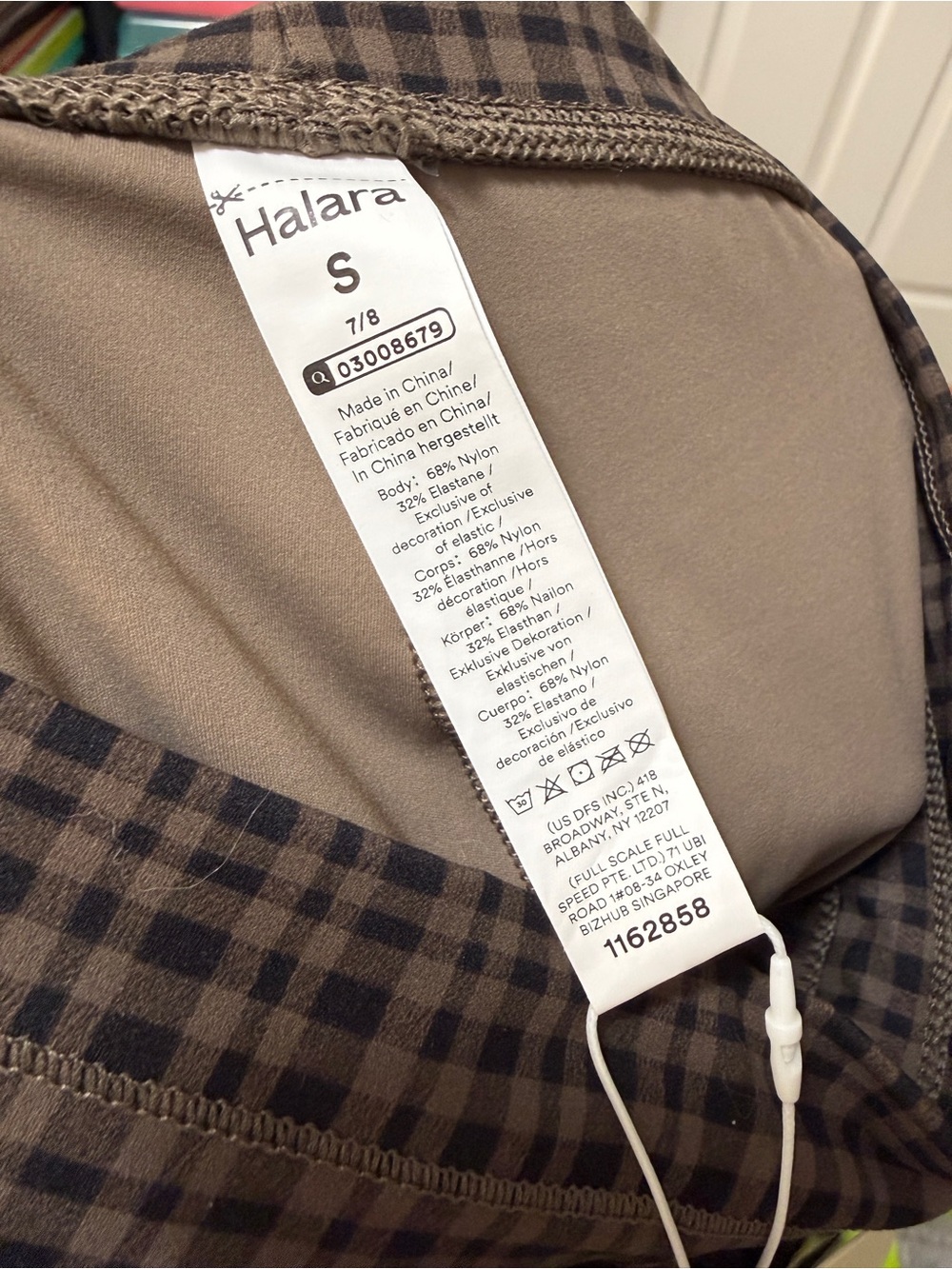 Halar Checkered Plaid Brown Active Joggers with High Waist size small - Picture 4 of 8